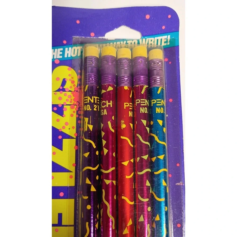 Vintage NEW 1990 Pentech Sizzlers Pencils Holographic Metallic Nostalgic